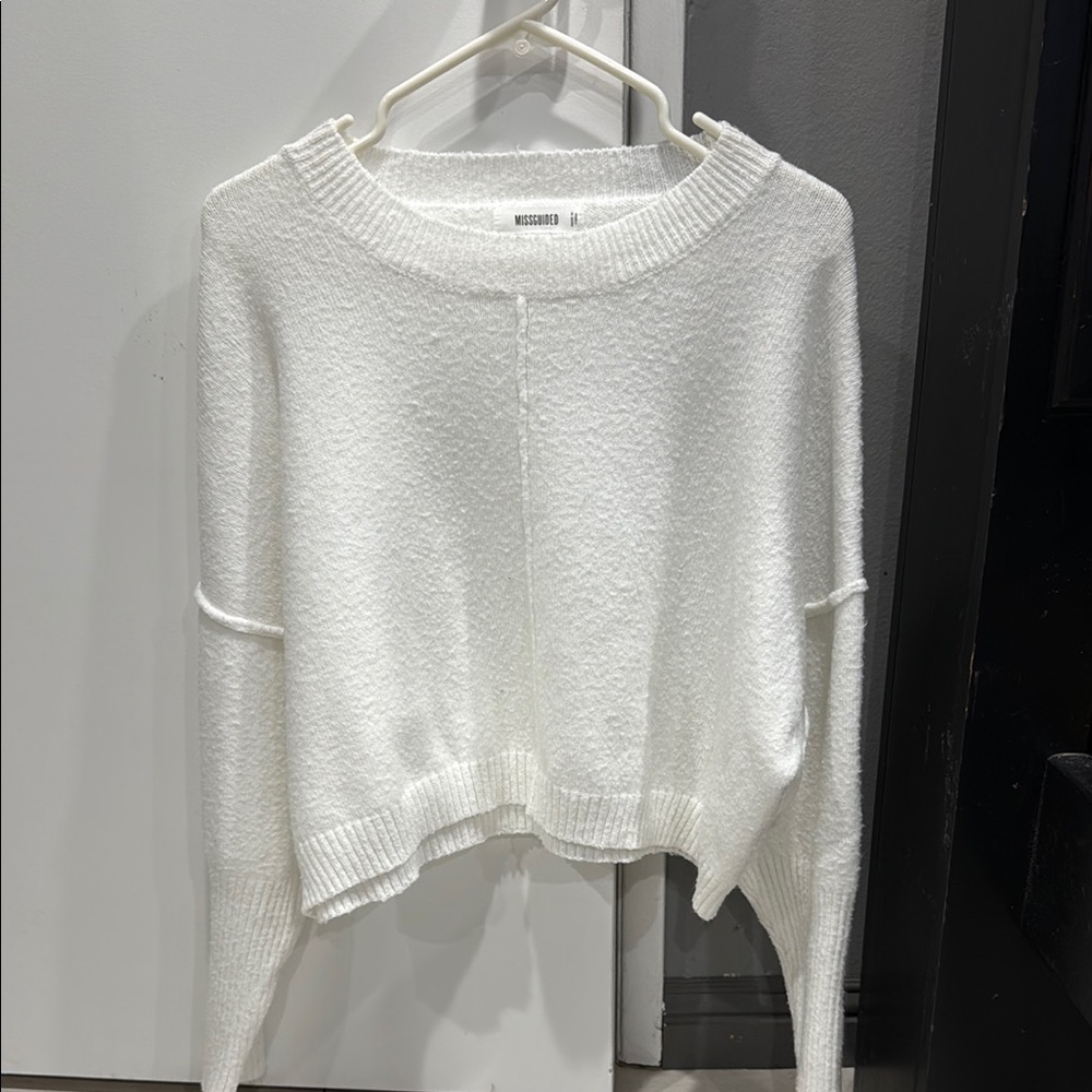 Miss Guided White Cropped Sweater